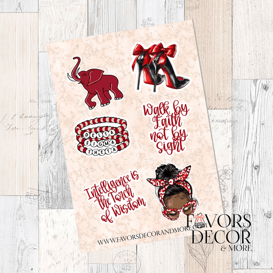 Sticker Sheet | Delta Sigma Theta Sisterhood, ΔΣΘ Decals - Favors Decor and More