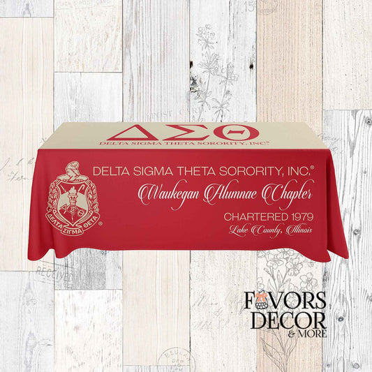 Tablecloth Personalized Chapter Delta Sigma Theta Sorority Crimson and Cream