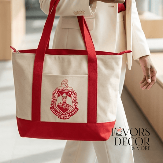 Tote Bag - Delta Sigma Theta Simple Canvas Tote Bag with Crest - Favors Decor and More