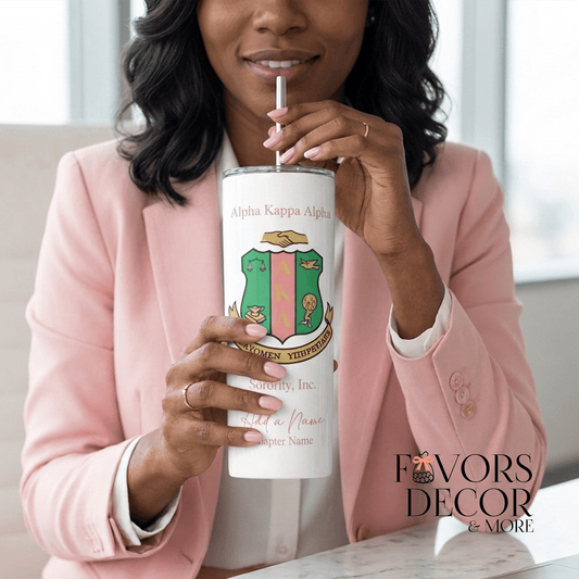 Tumbler - Alpha Kappa Alpha | Sorority Crest Personalized Tumbler - Favors Decor and More