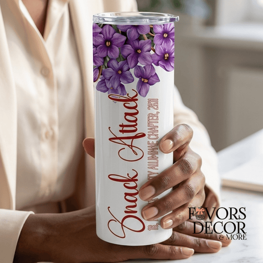Tumbler - Delta Sigma Theta | African Violets Floral Bouquet Topper - Favors Decor and More