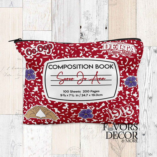 Zipper Pouch - Delta Sigma Theta | Composition Notebook and Stickers - Favors Decor and More
