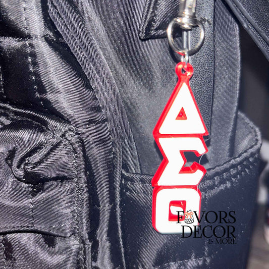 Zipper Pulls - Delta Sigma Theta | Red and White Greek Letters - Favors Decor and More